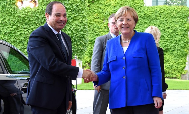 German Chancellor Angela Merkel (R) welcomes President Abdel Fatah al-Sisi (L) in Berlin on June 12, 2017 – Press Photo/Egyptian Presidency