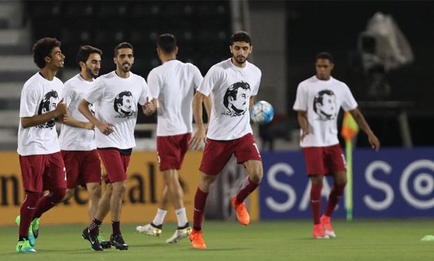 Qatar national team training before South Korea match - Press image courtesy Qatar Football official Twitter account.