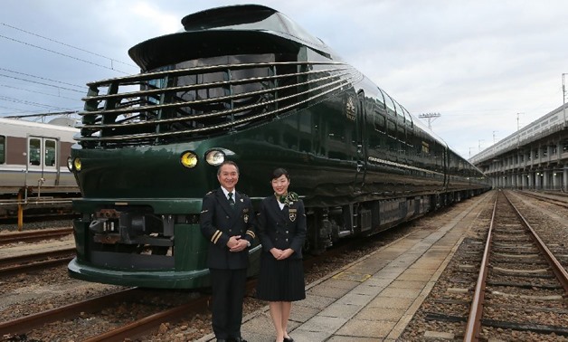 Japan's latest super-deluxe train the Twilight Express Mizukaze departed Osaka on its maiden trip with around 30 well-heeled passengers on a journey to the far reaches of Japan's main island - AFP
