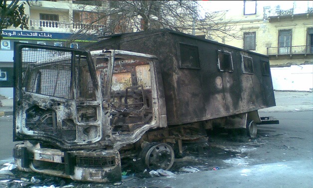 Destroyed_Central_Security_Forces_vehicle - Wikepedia Creative commons
