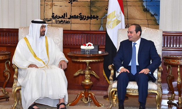 Egyptian President Abdel Fatah al-Sisi and Abu Dhabi Crown Prince Sheikh Mohammed bin Zayed al-Nahyan - Press Photo