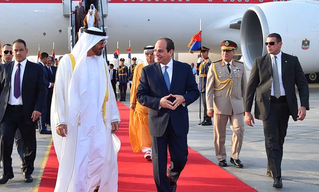 President Abdel Fatah al-Sisi and Mohammed bin Zayed Sultan Al-Nahyan, Crown Prince of Abu Dhabi - Press Photo
