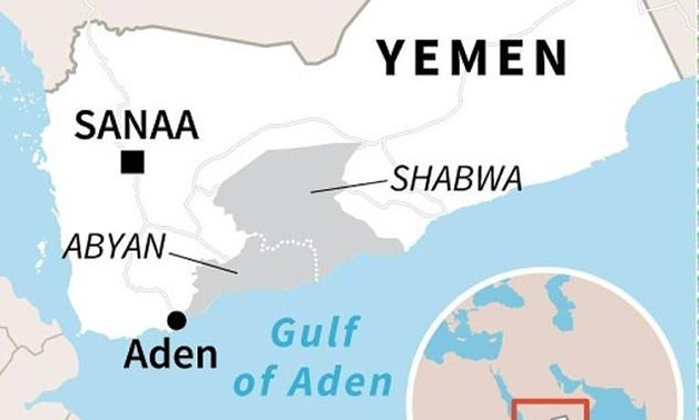 Map of Yemen locating the provinces of Abyan and Shabwa - AFP

