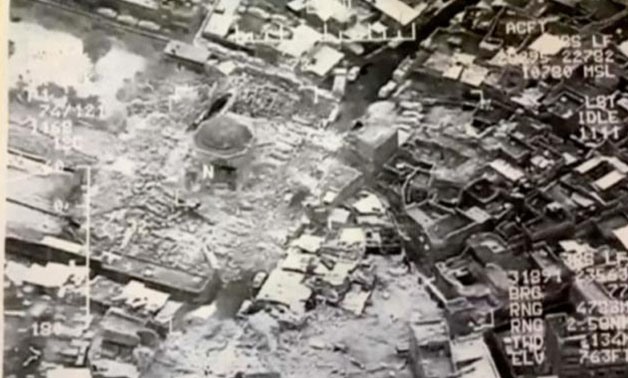 A still image taken from video shows the destroyed Grand al-Nuri Mosque of Mosul in Iraq, June 21, 2017. Iraqi Military Handout-via Reuters TV