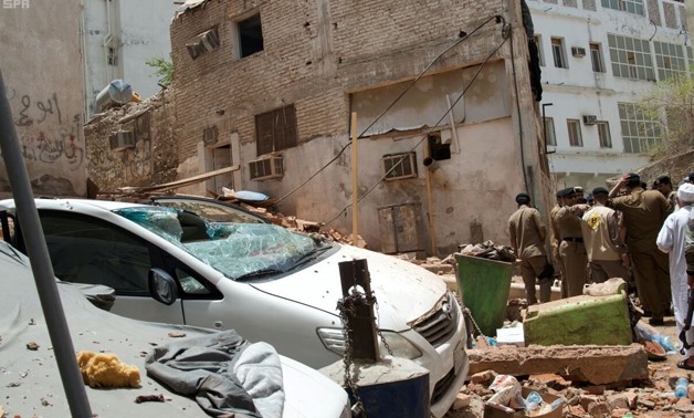 Saudi security forces work at a scene after a suicide bomber blew himself up in Mecca, Saudi Arabia June 23, 2017. Picture taken June 23, 2017. Saudi News Agency/Handout via REUTERS