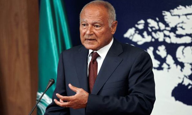 Arab League Secretary-General Ahmed Aboul Gheit speaks during a news conference in Manama CC