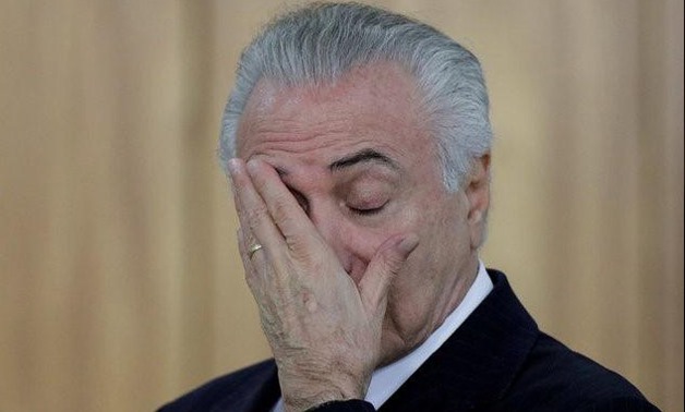 Brazilian President Michel Temer reacts during a credentials presentation ceremony for several new top diplomats at Planalto Palace in Brasilia, Brazil June 26, 2017. REUTERS/