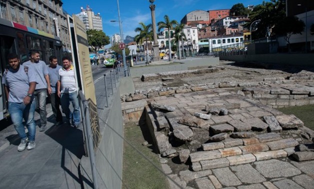 Millions of slaves from Africa took their first steps in Brazil through these stones of Valongo Wharf. Photo: Mauro PIMENTEL / AFP
