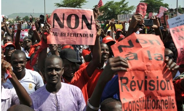 Protestors believe the proposed changes that are being put to a referendum will hand Mali's president too much power - AFP 