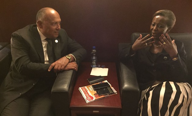 Foreign Minister Sameh Shoukry during his meeting with Rwandan counterpart Louise Mushikiwabo - File photo