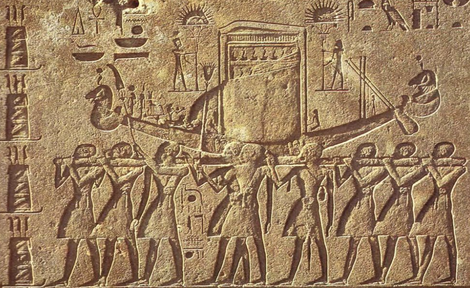 FILE - Inscriptions depicting Opet Festival in ancient Egypt