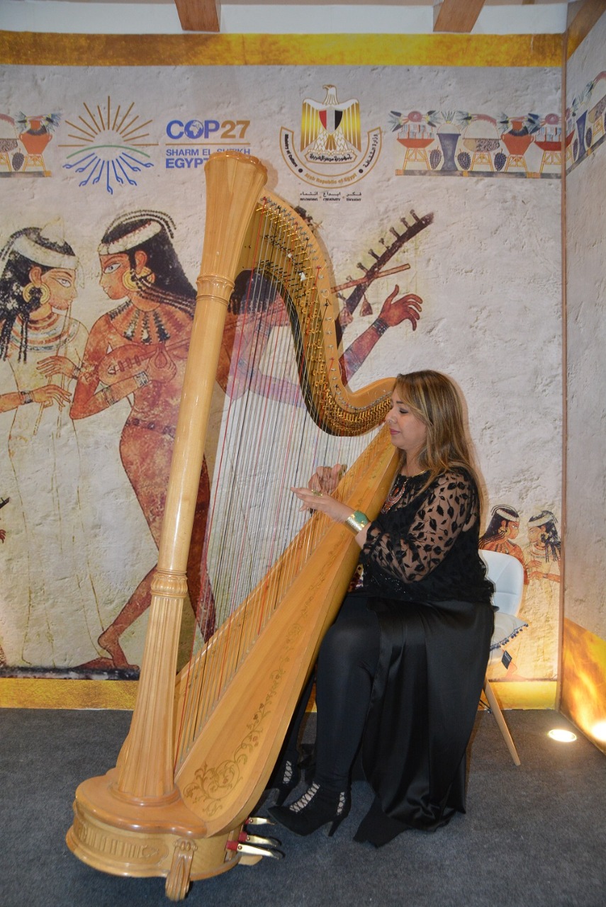 Harp player Yasmine el-Harbi - social media