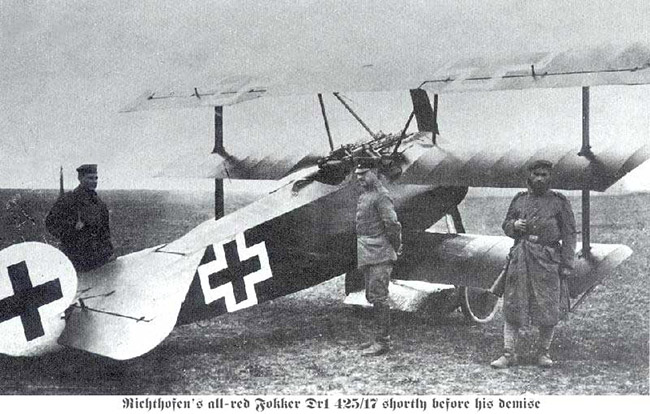 The red Fokker Dr1 of Manfred von Richthofen on the ground Credit Commons