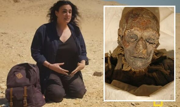 The archaeologist with an Egyptian mummy - social media