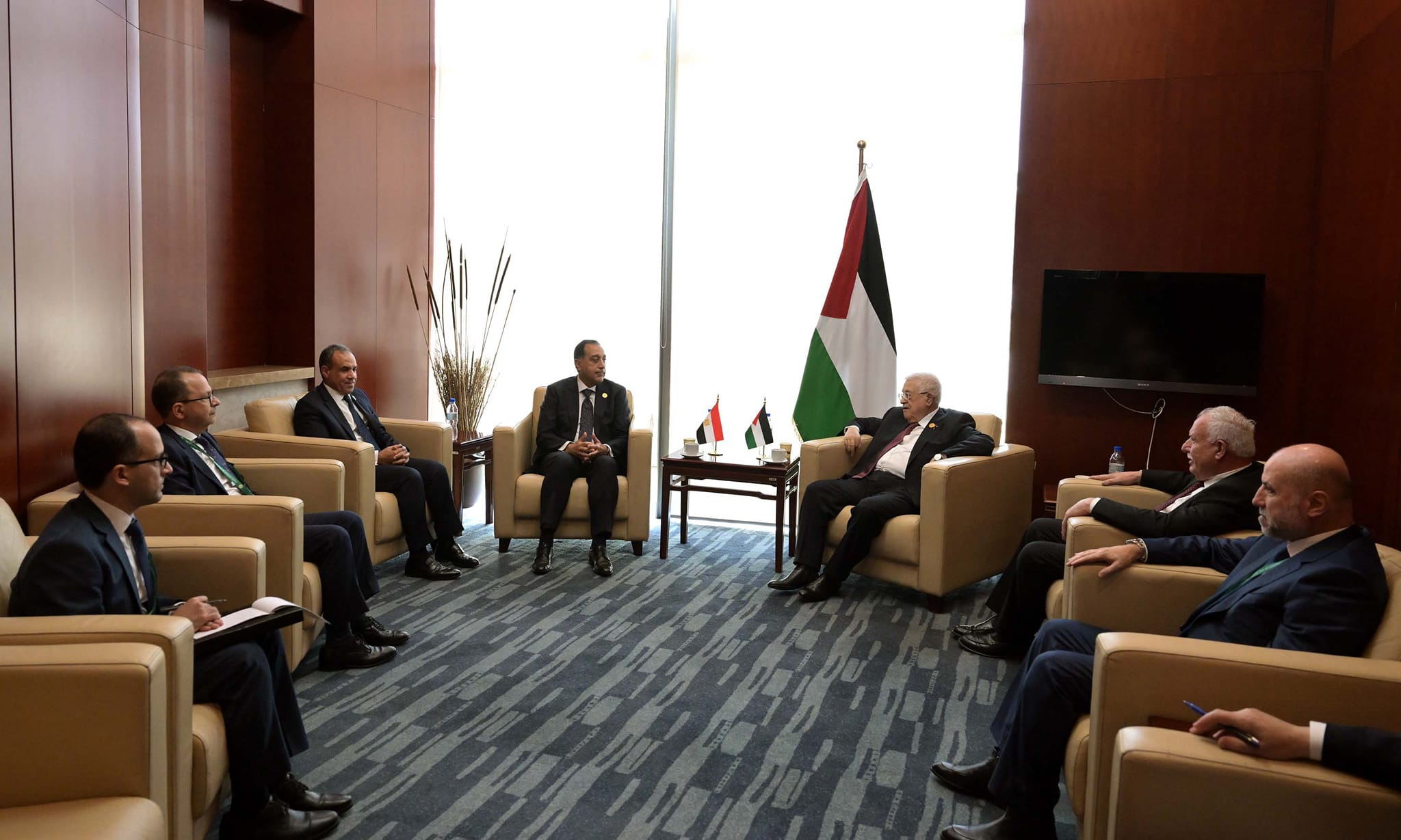 Egyptian PM Mostafa Madbouly meets with Palestinian President Mahmoud Abbas during the 38th African Summit Egyptian PM Mostafa Madbouly meets with Palestinian President Mahmoud Abbas during the 38th African Summit
