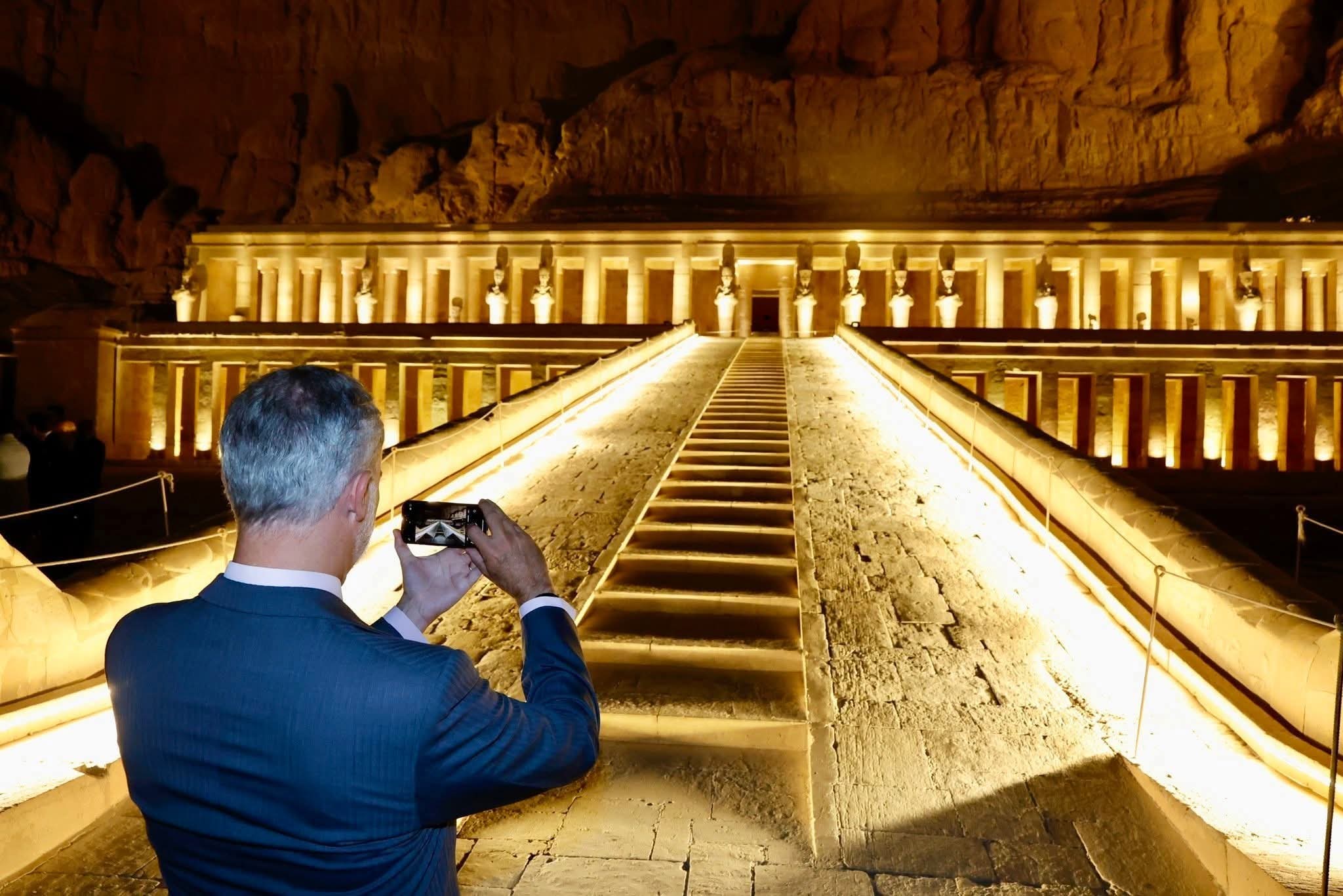 King Felipe and Queen Letizia at Hatshepsut Temple King Felipe and Queen Letizia at Hatshepsut Temple