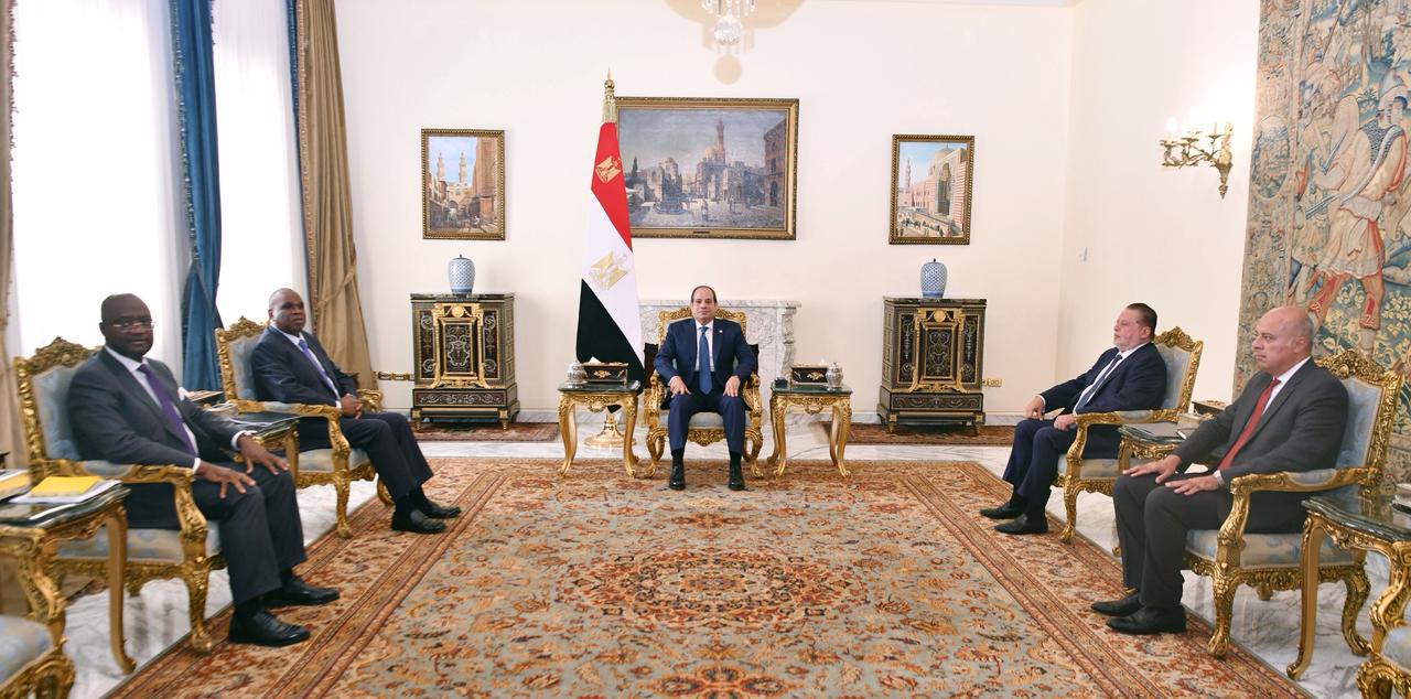 President Abdel Fattah El Sisi receives outgoing Afreximbank president Benedict Oramah and incoming president George Elombi President Abdel Fattah El Sisi receives outgoing Afreximbank president Benedict Oramah and incoming president George Elombi