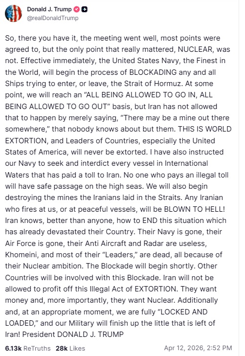 Trump on Hormuz Strait Trump on Hormuz Strait