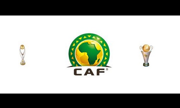 CAF logo with African Champions League cup and Confederations Cup.
