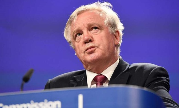 Brexit Minister David Davis addresses a press conference at the end of the first day of Brexit negotiations at the European Commission in Brussels on June 19, 2017. PHOTO: AFP
