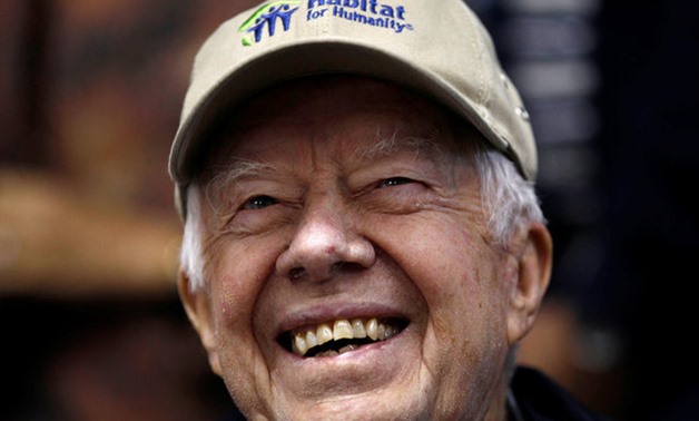 Former U.S. President Jimmy Carter attends Habitat for Humanity home building site in Washington- Reuters