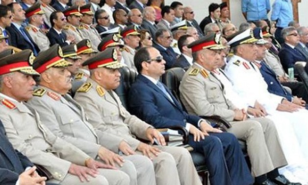 Egyptian President Abdel Fatah al-Sisi attending the graduation ceremony - Press photo