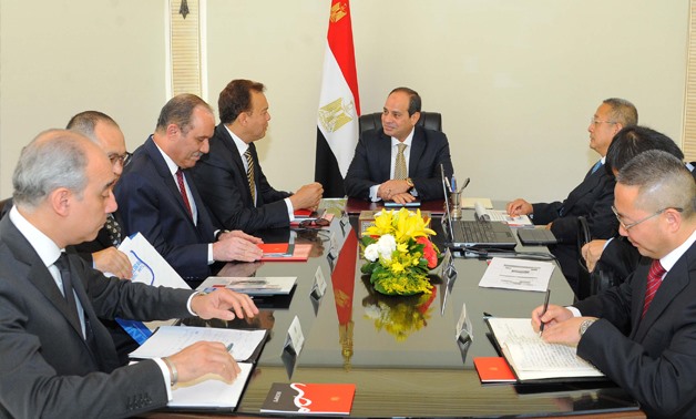 President Abdel Fatah al-Sisi meeting with Transportation Minister and Chinese companies (Photo Courtesy to Presidency statement)