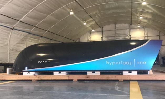 FILE PHOTO: A Hyperloop One test vehicle is prepared at a DevLoop track in the Nevada Desert in a photo taken May 12, 2017 and released July 13, 2017 - Reuters/Hyperloop One
