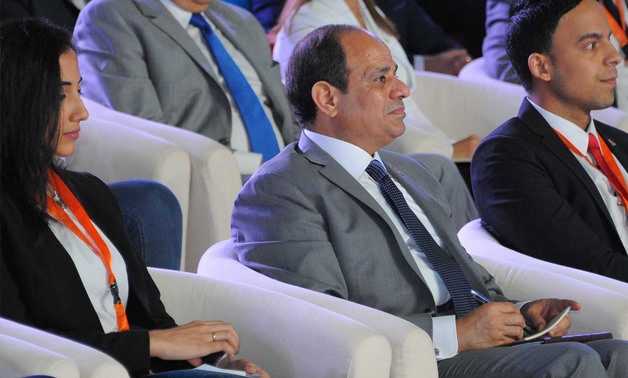 Sisi attend the National Youth Conference in Alexandria on Tuesday - Press photo