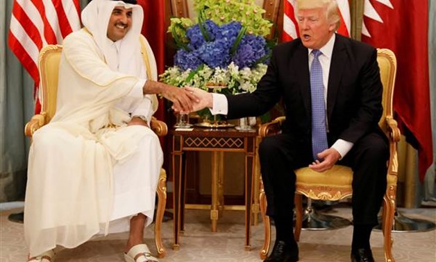  Qatar's Emir Sheikh Tamim Bin Hamad Al Thani meets with President Donald Trump in Riyadh, Saudi Arabia on May 21- Reuters