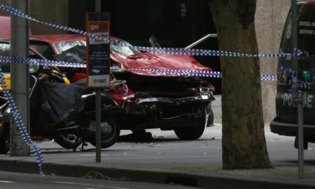 The wreckage of a car that hit pedestrians in Australia in January 2017 - Reuters