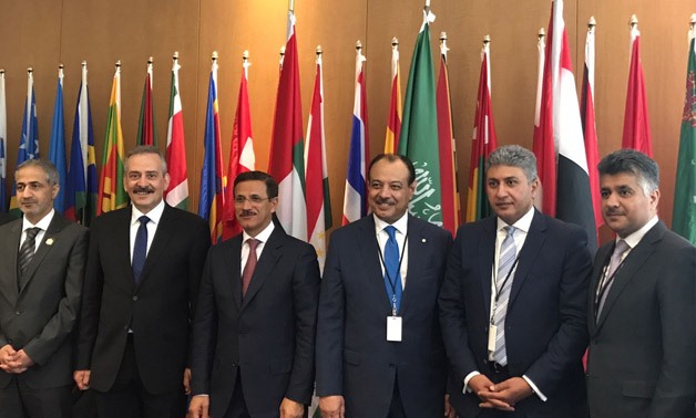 Egypt's Civil Aviation Minister Sherif Fathy with ICAO members states counterparts- Press Photo