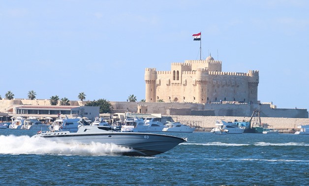 A naval military parade near Alexandria harbor - archive