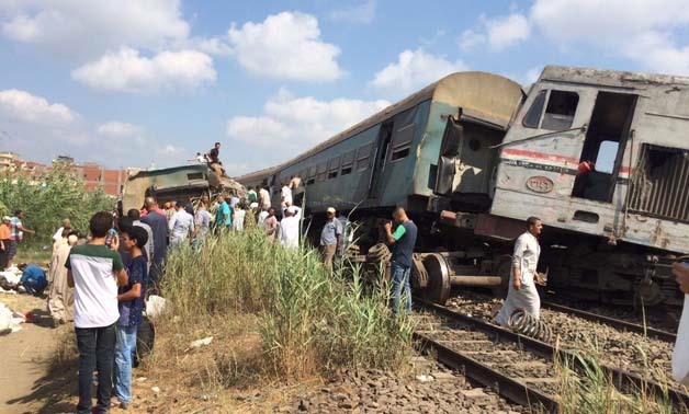 Two trains collided in the Mediterranean city of Alexandria, Friday August 11, 2017, leaving more than 20 dead and dozens injured - Photo by Asmaa Badr