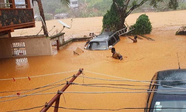 This picture shows flooded streets in Regent near Freetown, on August 14, 2017 (Photo: AFP)
