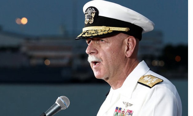 Admiral Scott Swift, Commander of the U.S. Pacific Fleet, speaks at a news conference near the damaged USS John McCain and the USS America at Changi Naval Base in Singapore - REUTERS