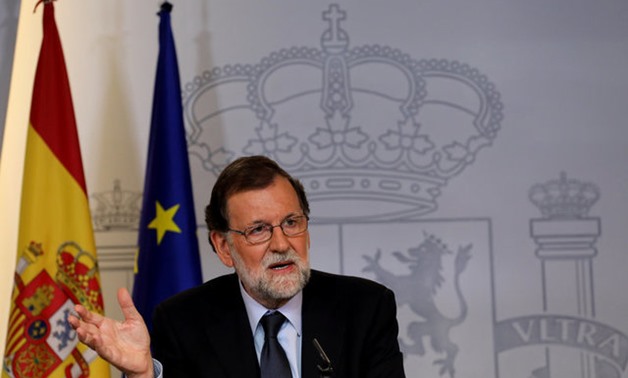Spain's PM Rajoy speaks during a news conference after cabinet meeting at Moncloa Palace in Madrid - REUTERS