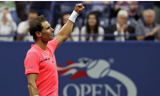 New York, NY, USA; Rafael Nadal of Spain celebrates after his match against Susan Lajovic of Serbia (not pictured) on day two of the U.S. Open tennis tournament at USTA Billie Jean King National Tennis Center - REUTERS