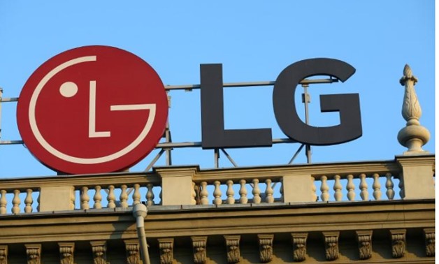  The LG logo is seen on a building roof in Minsk, Belarus