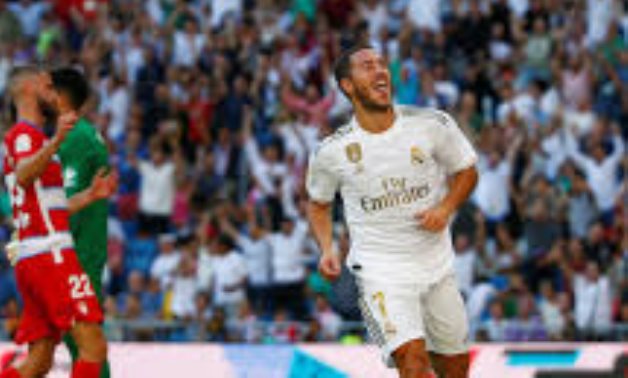 Santiago Bernabeu, Madrid, Spain - October 5, 2019 Real Madrid's Eden Hazard celebrates scoring their second goal REUTERS/Javier Barbancho