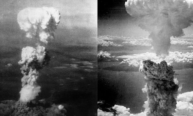 Mushroom cloud over Hiroshima -Atomic Cloud Rises Over Nagasaki – CC via Wikimedia