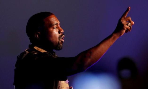 FILE PHOTO: Rapper Kanye West makes a point as he holds his first rally in support of his presidential bid in North Charleston, South Carolina, U.S. July 19, 2020. REUTERS/Randall Hill
