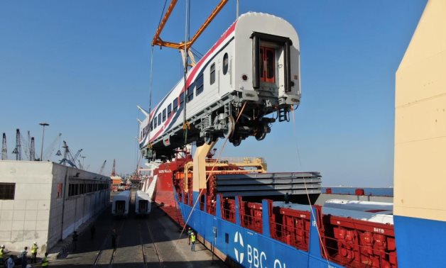 New train vehicles arrive at Alexandria port - FILE 
