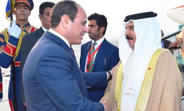 File- Bahrain's King Hamad bin Isa Al Khalifa hailed strong relations with Egypt in a meeting with President Abdel Fattah el-Sisi on Thursday in Cairo - Courtesy of the Egyptian Presidency