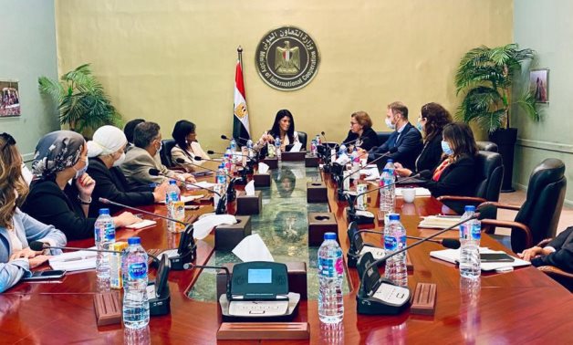 Egypt’s Minister of International Cooperation Rania Al-Mashat meets with Randa Abul-Hassan, Resident Representative for the UN Development Program – Press photo