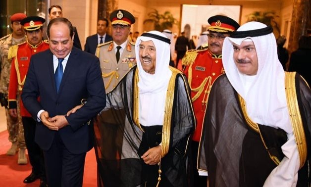 PRESS: (L) Egyptian President Abdel Fattah al-Sisi in Kuwait in September 2019, with (C) Sheikh Sabah Al-Jaber who affirmed his kingdom's appreciation to Egypt's leadership and people