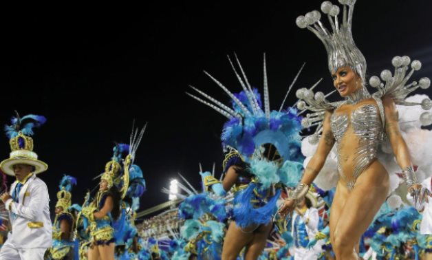 FILE PHOTO: Drum queen Aline Riscado of Vila Isabel samba school performs alongside others during the second night of the Carnival parade in Rio de Janeiro, Brazil February 24, 2020. REUTERS/Ricardo Moraes