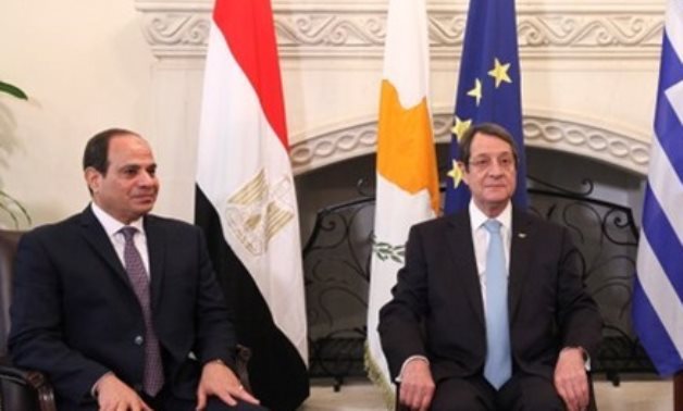 FILE - President Abdel Fatah al-Sisi and Cypriot counterpart Nicos Anastasiades