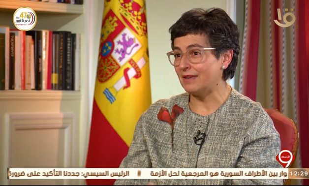 In an interview with Egyptian TV host Wael El Ebrashi on national TV, the Spanish minister affirmed the importance of stopping illegal immigration – Screenshot