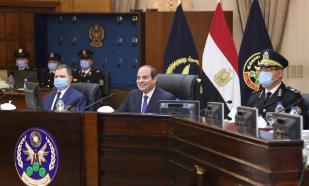 Egyptian President Abdel Fattah El Sisi inspected the Police Academy on Thursday and attended interviews of students applying to join the academy - Presidency